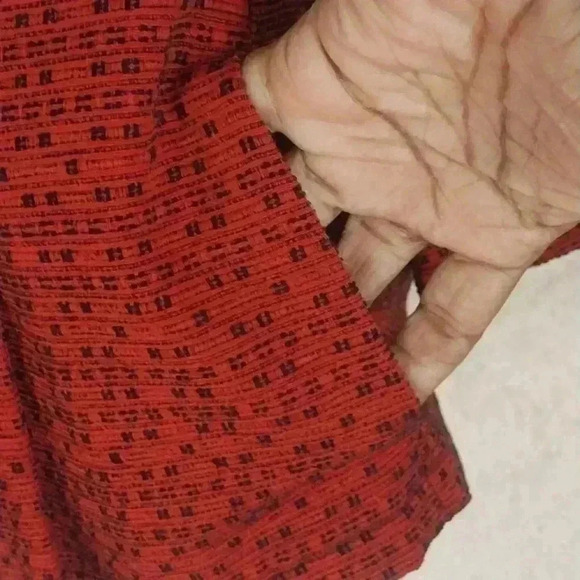 Coldwater Creek Women Red/Black Patterned 3/4 Sleeve Jacket Size S - Picture 5 of 8